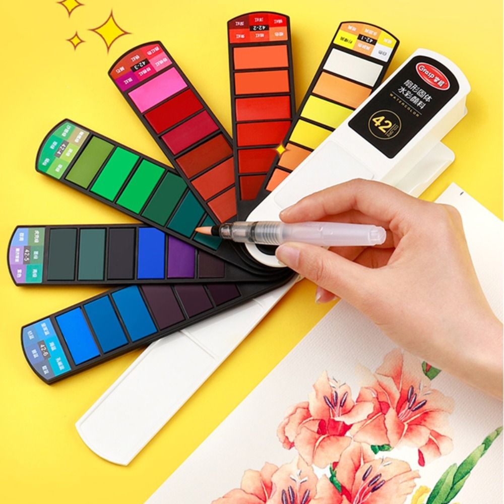 Watercolor Paint Set Solid Pigment - Draagbare opvouwbare aquarelverfset 18/24/36/42 kleuren met