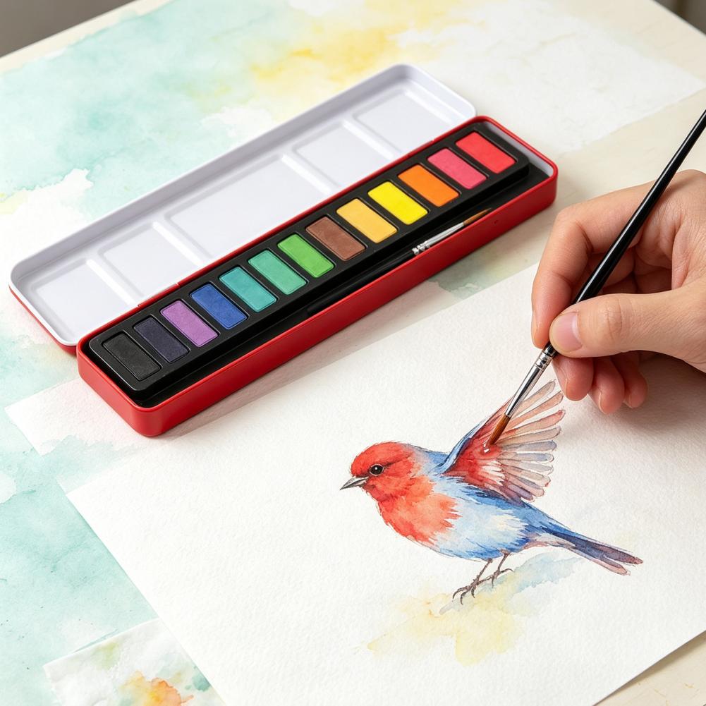 Watercolor Paint Set Solid Pigment - Draagbare aquarelverfset, vaste gouache pigmenten, wasbare