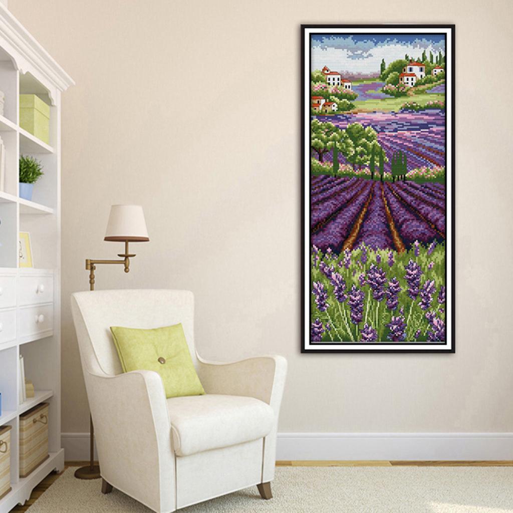 Lavendelbloemen gestempelde bo - Cross Stitch Stamped Kits Beginners recensie en prijs