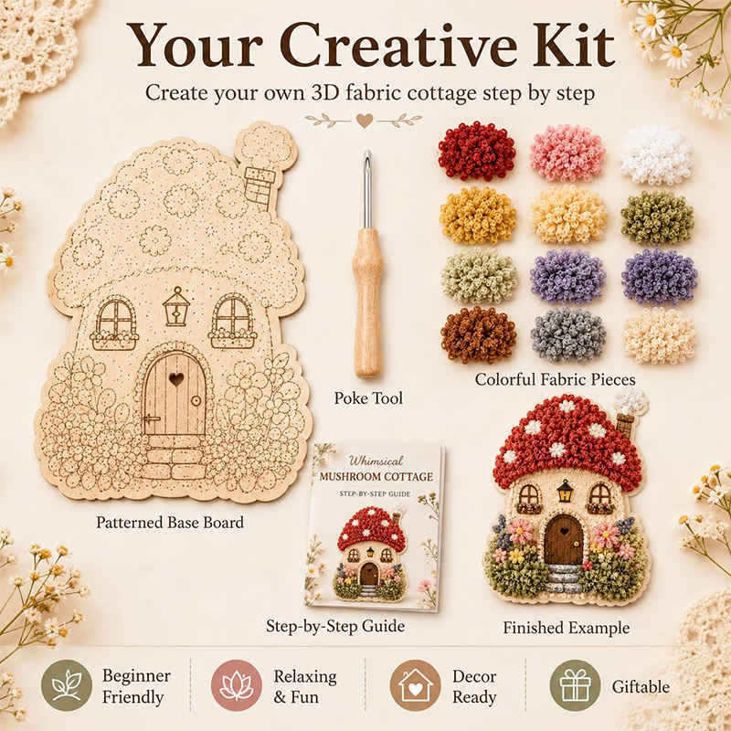 3D Mushroom House Poke Art DIY - Sewing recensie en prijs