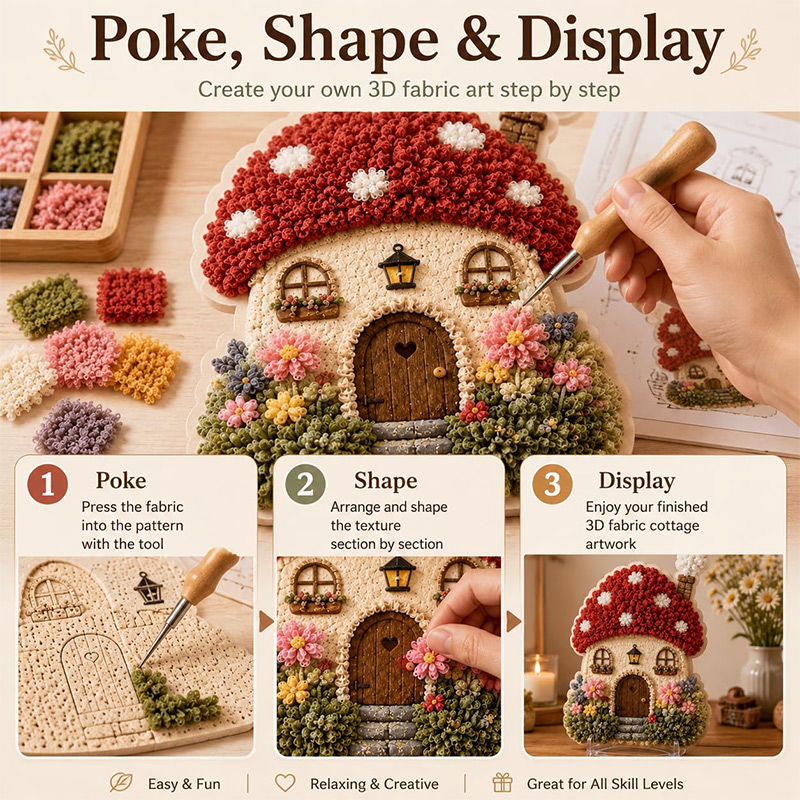 3D Mushroom House Poke Art DIY - Sewing recensie en prijs