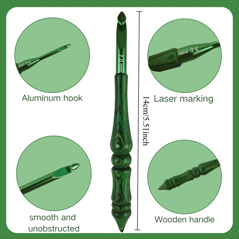 8-delige haaknaaldset 3,0-7,0  - Wooden Crochet Hooks Ergonomic Handle recensie en prijs